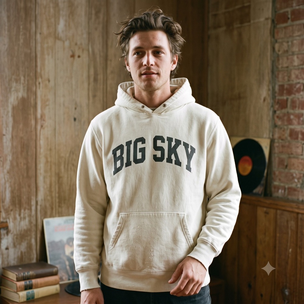 Original Retro Brand Mens Hoodie Medium White Big Sky Graphic Gorpcore Preppy
